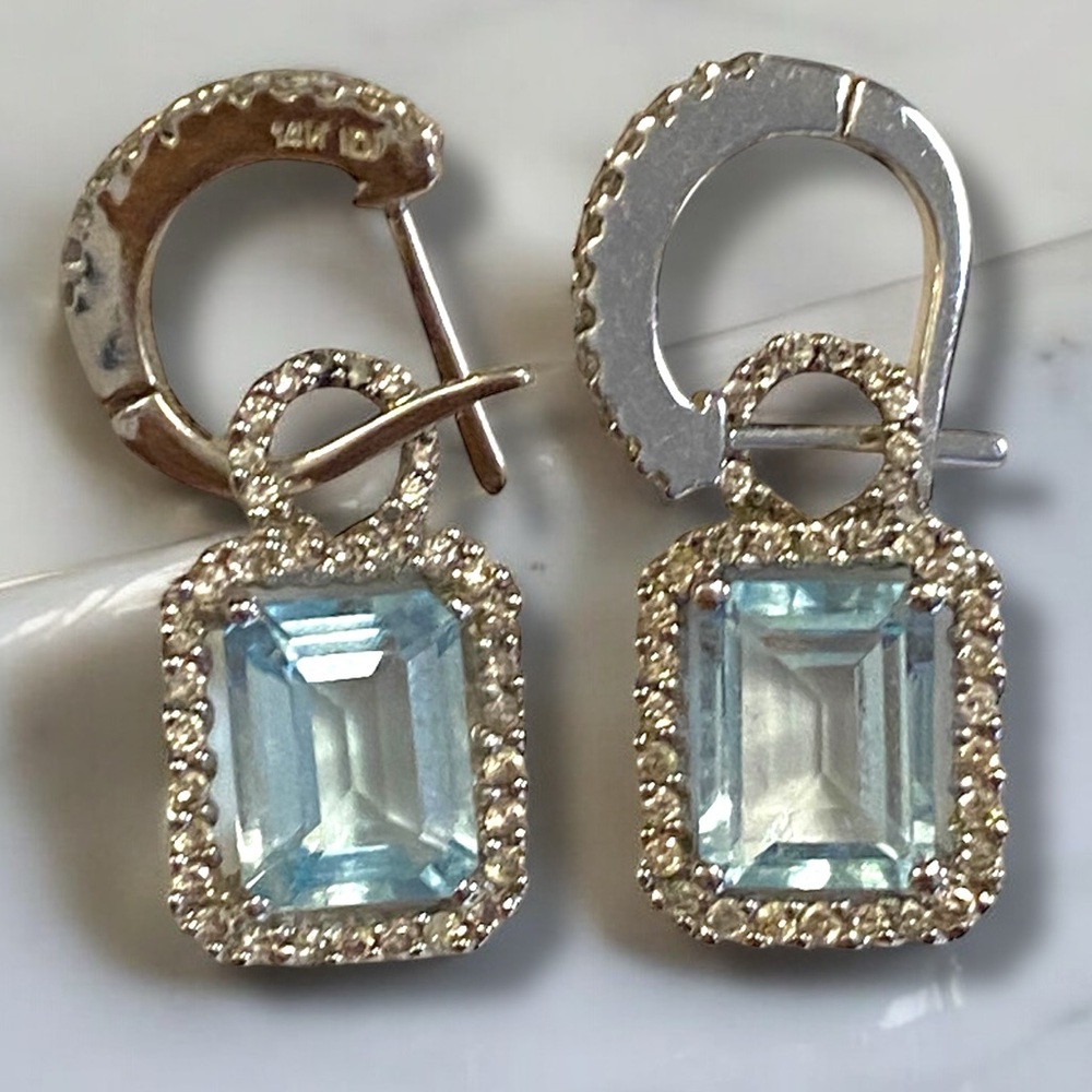 Diamond and aquamarine Earrings